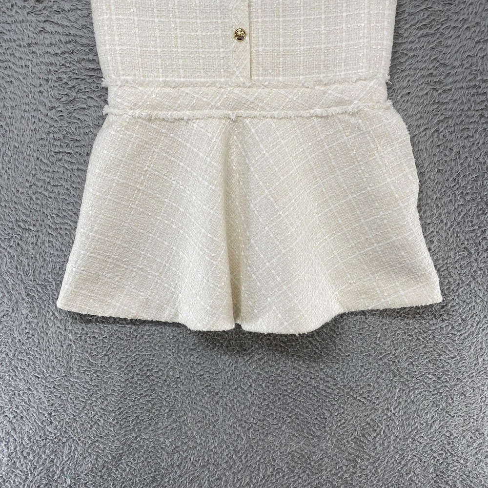 Zara Old Money Dress Womens Small Tweed Check Fit Flare Short Sleeve Mini Office - Picture 3 of 16